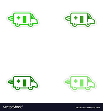Set paper stickers on white background ambulance vector image