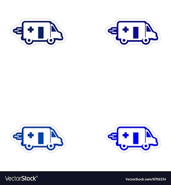 Set paper stickers on white background ambulance vector image