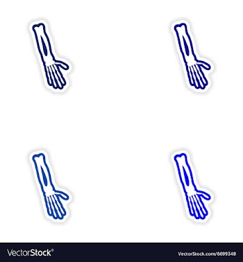Set paper stickers on white background arm bones vector image