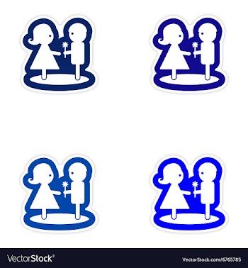 Set paper stickers on white background boy gives vector image
