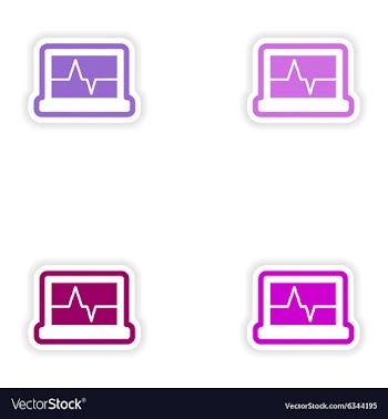 Set paper stickers on white background ECG machine vector image