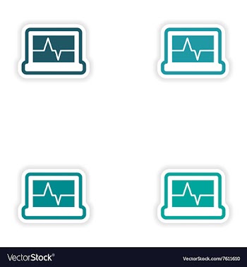 Set paper stickers on white background ECG machine vector image