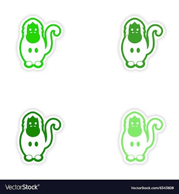 Set paper stickers on white background gorilla vector image