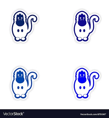 Set paper stickers on white background gorilla vector image