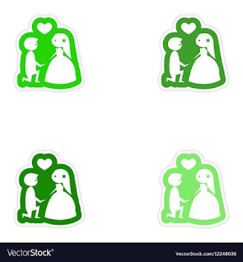 Set paper stickers on white background groom on vector image