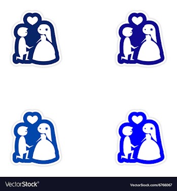 Set paper stickers on white background groom on vector image