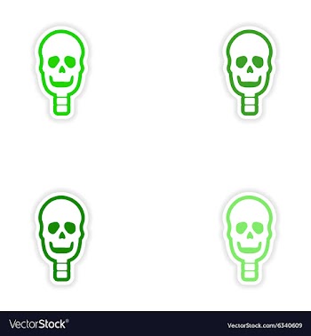 Set paper stickers on white background human skull vector image
