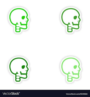 Set paper stickers on white background human skull vector image
