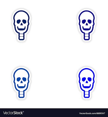 Set paper stickers on white background human skull vector image
