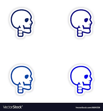 Set paper stickers on white background human skull vector image