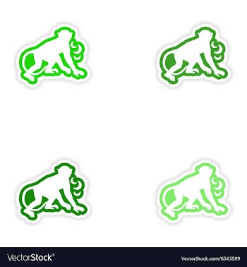 Set paper stickers on white background monkey with vector image