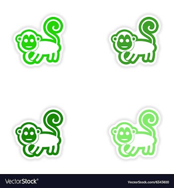 Set paper stickers on white background monkey with vector image