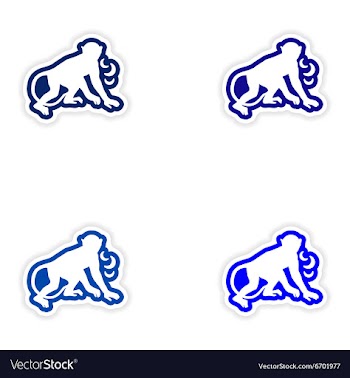 Set paper stickers on white background monkey with vector image