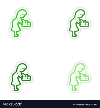 Set paper stickers on white background mother and vector image