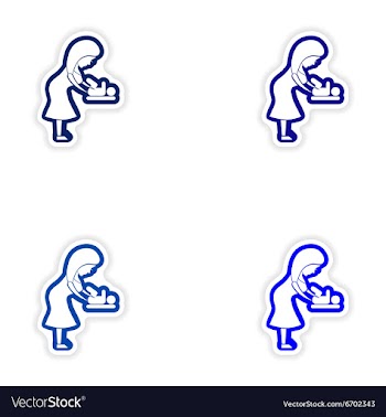 Set paper stickers on white background mother and vector image