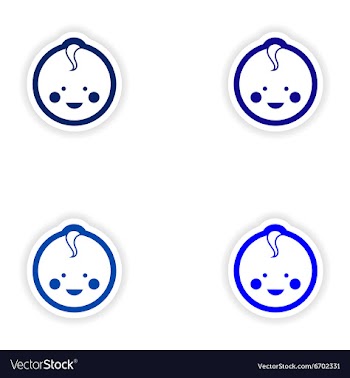 Set paper stickers on white background newborn boy vector image