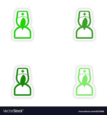Set paper stickers on white background nurse vector image
