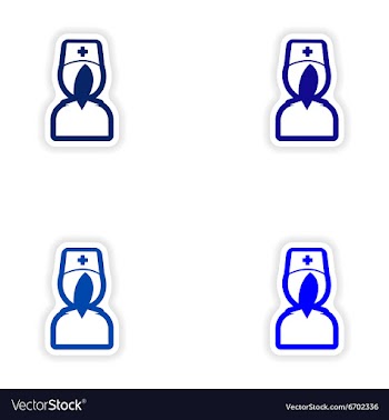 Set paper stickers on white background nurse vector image