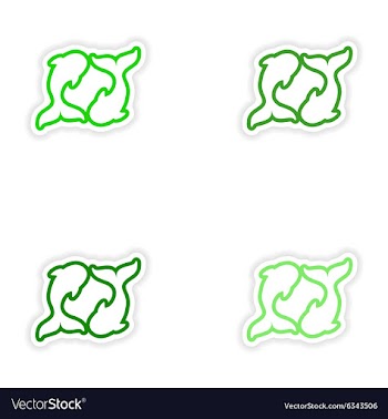 Set paper stickers on white background pair of vector image