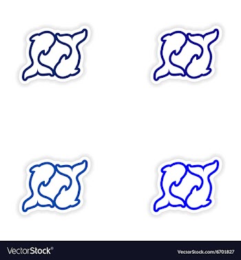 Set paper stickers on white background pair of vector image