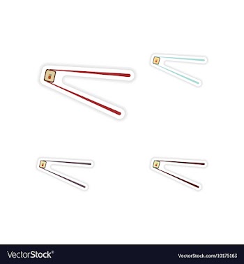 Set paper stickers on white background sushi roll vector image