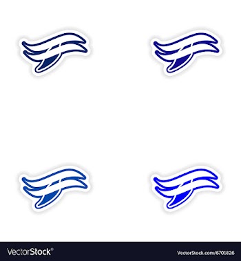 Set paper stickers on white background whale logo vector image