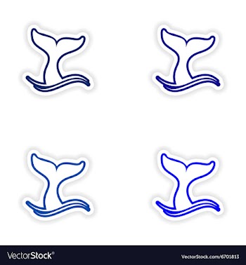Set paper stickers on white background whale tail vector image