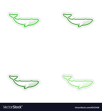 Set paper stickers on white background whale vector image
