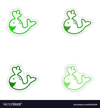 Set paper stickers on white background whale vector image