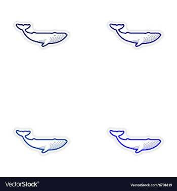 Set paper stickers on white background whale vector image