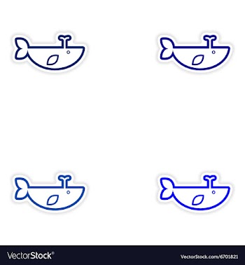 Set paper stickers on white background whale with vector image