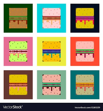 Set pixel icons burger vector image