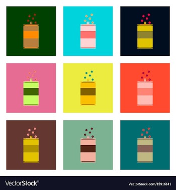 Set pixel icons can of soda vector image