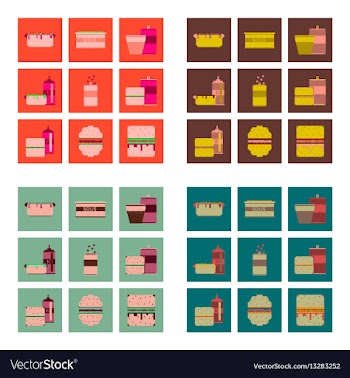 Set pixel icons fast food vector image