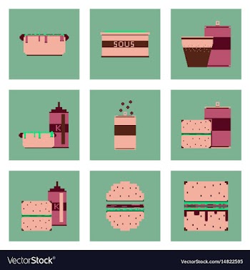 Set pixel icons fast food vector image