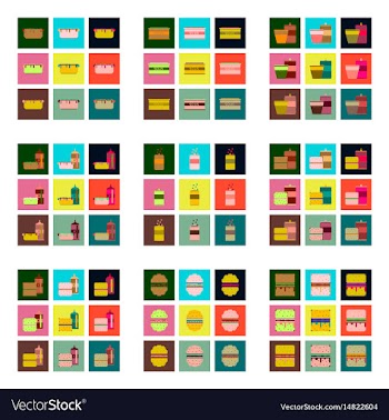 Set pixel icons fast food vector image