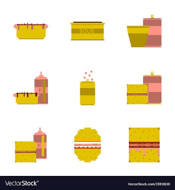 Set pixel icons fast food vector image