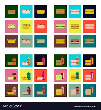 Set pixel icons fast food vector image
