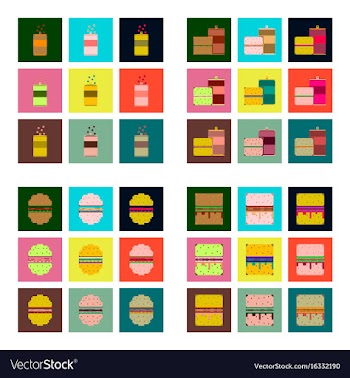 Set pixel icons fast food vector image
