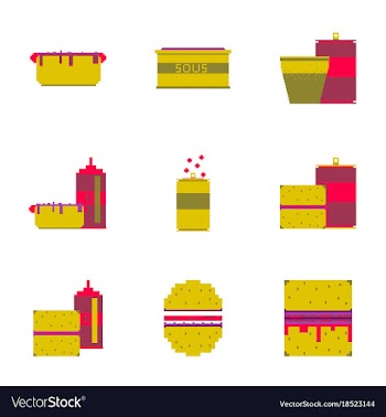 Set pixel icons fast food vector image