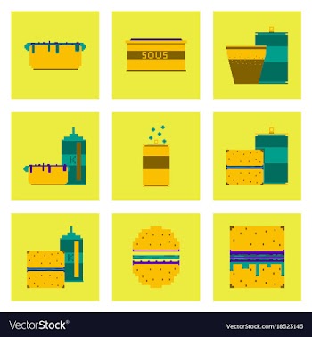 Set pixel icons fast food vector image