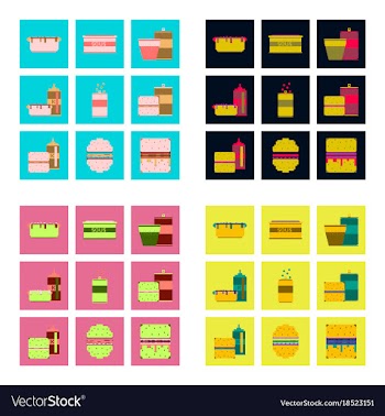 Set pixel icons fast food vector image