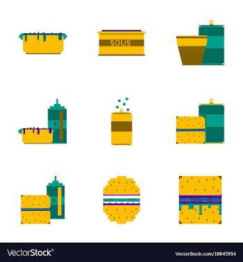 Set pixel icons fast food vector image
