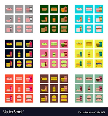 Set pixel icons fast food vector image