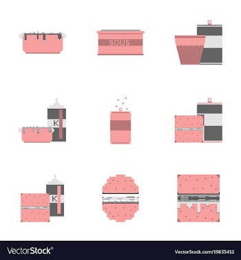 Set pixel icons fast food vector image