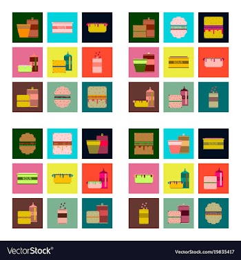 Set pixel icons fast food vector image