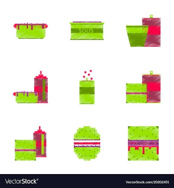 Set pixel icons fast food vector image