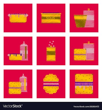 Set pixel icons fast food vector image