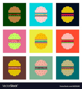 Set pixel icons hamburger vector image