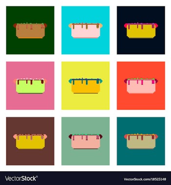 Set pixel icons hot dog vector image